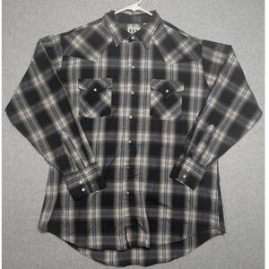 Ely Cattleman Mens XL Plaid Western Pearl Snap Shirt Cowboy Rodeo Rustic Country